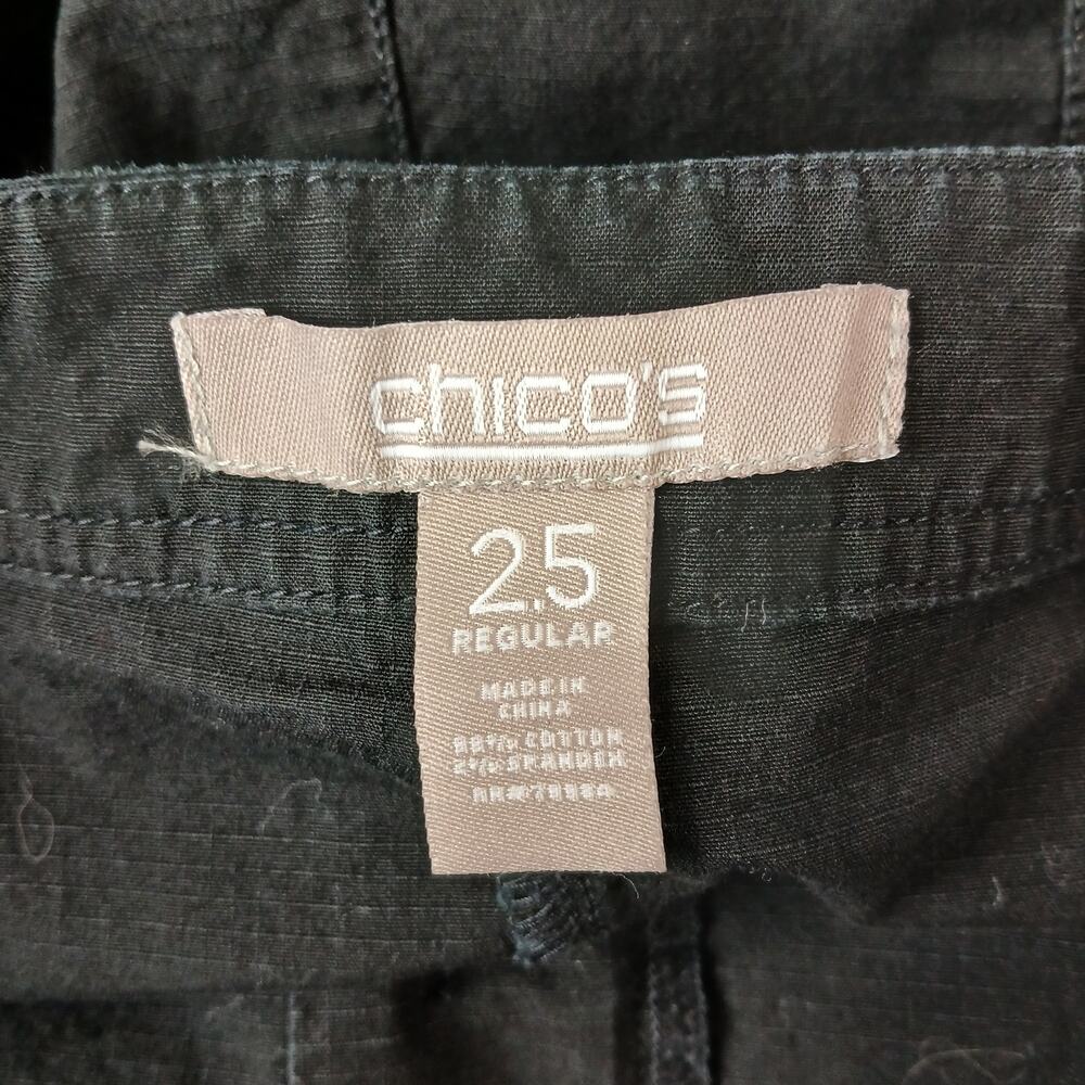 Chico's Black Capri Pants 2.5 Regular (L/14) stretch waist pockets - Picture 5 of 13